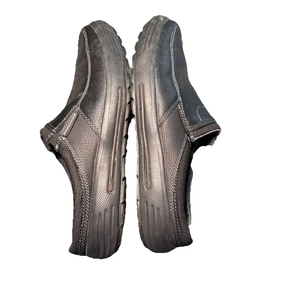 Skechers‎ Slip On Shoes Mens 9  Black Leather Loafers Slides Porter Vamen 65097